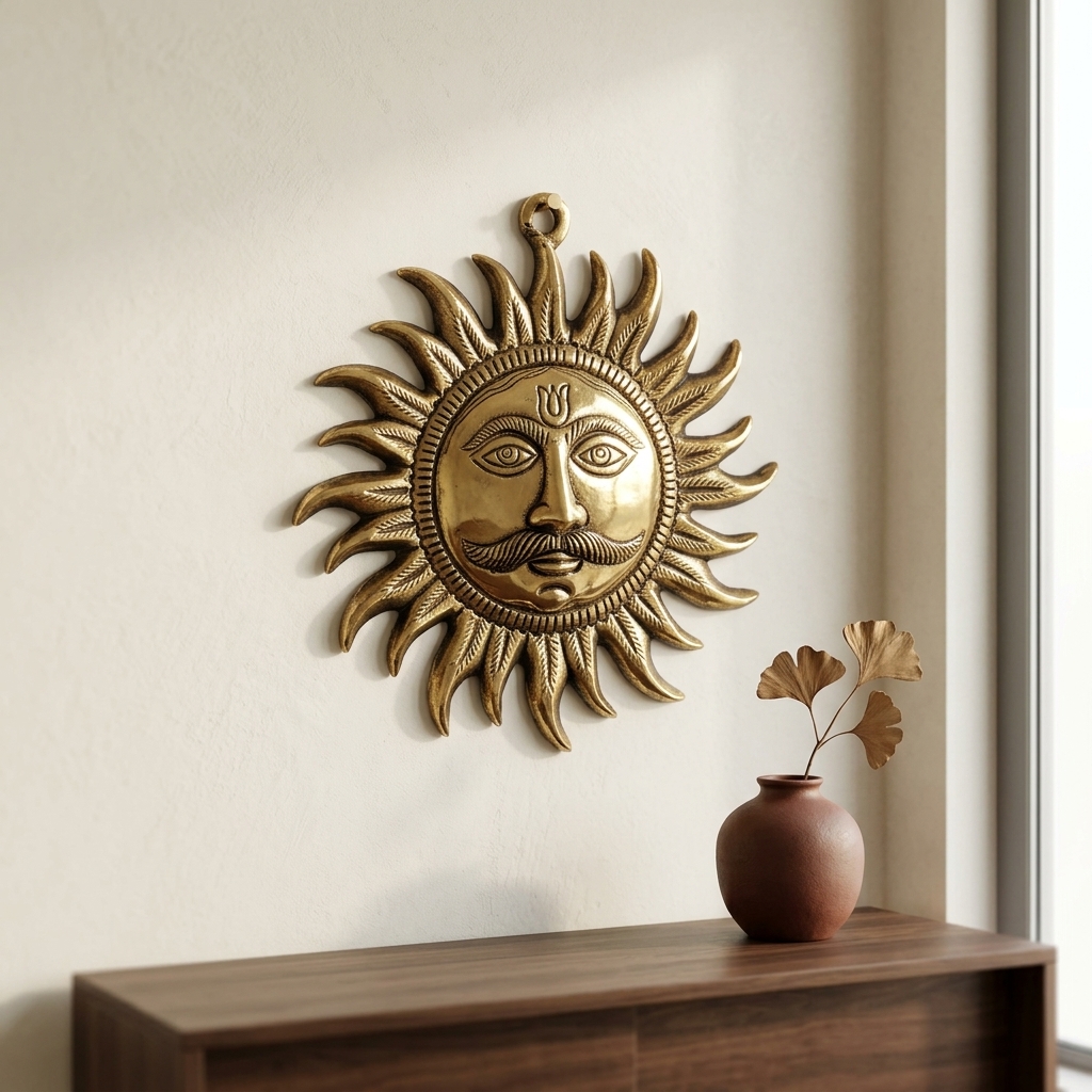 Brass Surya Wall Hanging view 3 - handcrafted furniture detail