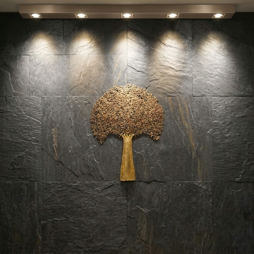 Golden Tree of Life Metal Wall Art view 2 - handcrafted furniture detail
