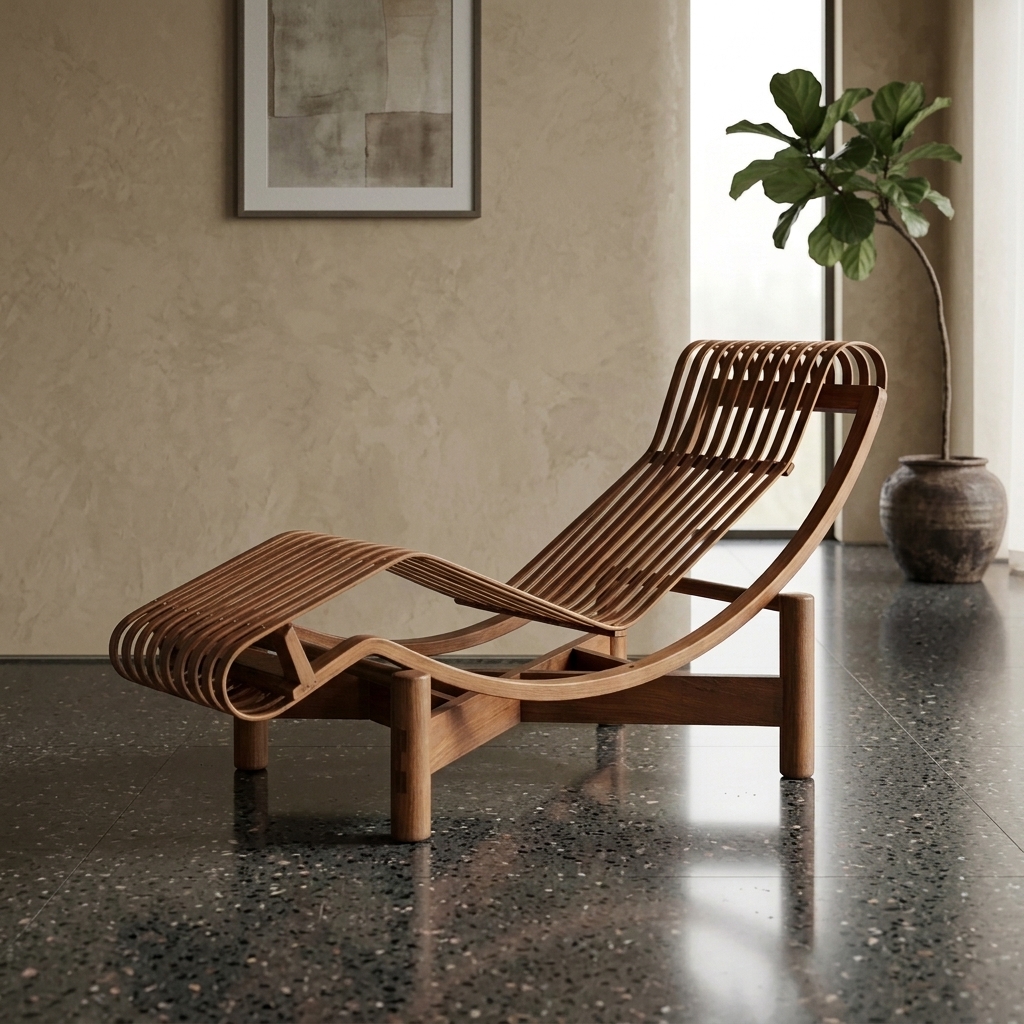 Rio Sculptural Slat Lounge Chair - handcrafted Indian furniture, Inspired by classic mid-century Brazilian design, this archi